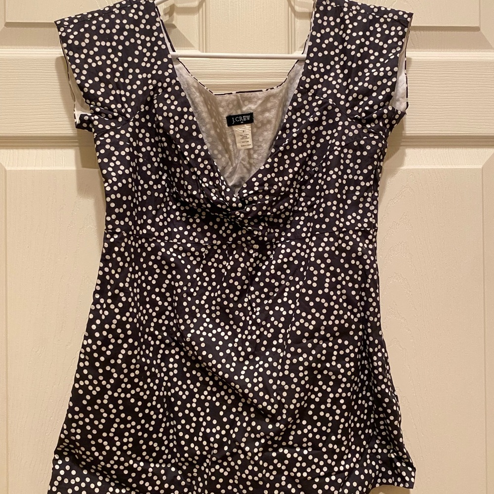 J. Crew Black and White Polka Dot Women's Top Size:0